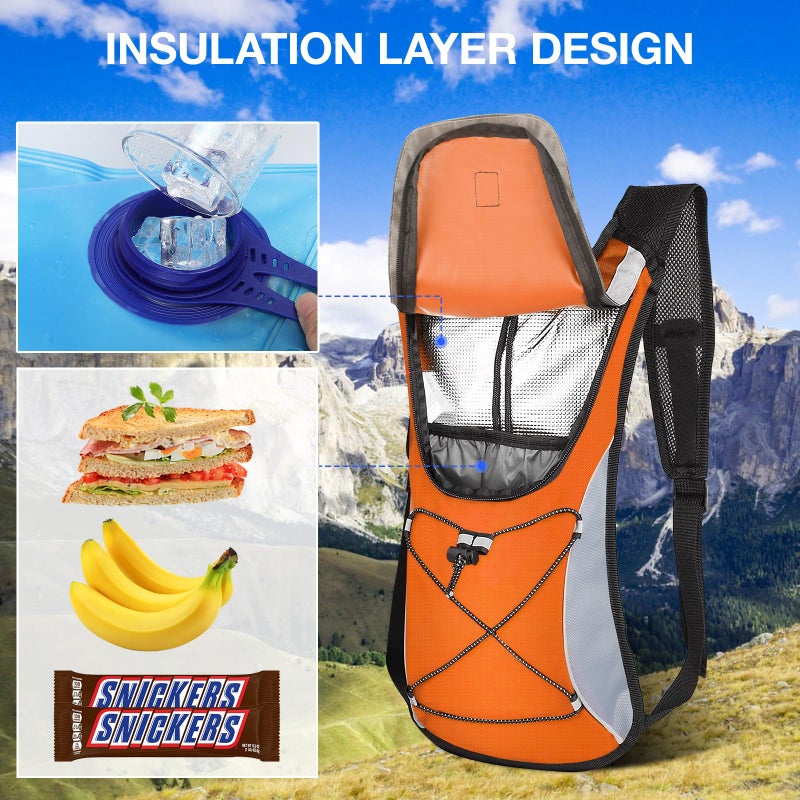 KUYOU Hydration Backpack Hydration Pack with 2L Water Bladder, Lightweight Insulation Water Backpack for Running, Cycling,Hiking,Climbing - Image 3